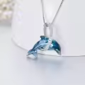 TOUPOP Sterling Silver Blue Crystal Dolphin Pendant Necklace Beach Jewelry Gifts-0-4