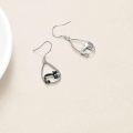 wholesale 925 Sterling Silver Cat Heart Hoop Dangle Earrings Cute s for Women-0-2