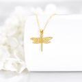 wholesale 14K Gold Dragonfly Heart Pendant Necklace Women's Gifts-0-2
