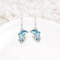 wholesale 925 Sterling Silver Dolphin Shape Crystal Dangle Drop Earrings for Women-0-3