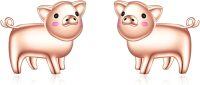 wholesale 925 Sterling Silver Rose Gold Plated Pig Stud Earrings for Women and Girls-Pig