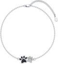wholesale 925 Sterling Silver Paw Print Crystal Ankle Anklet for Women - Adjustable Size-0-0