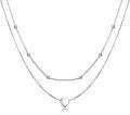wholesale 925 Sterling Silver Heart Layered Choker Necklace s for Women-0-0