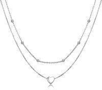 wholesale 925 Sterling Silver Heart Layered Choker Necklace s for Women-Heart
