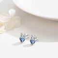 wholesale 925 Sterling Silver Heart-Shaped French Bulldog Stud Earrings with Blue Crystal for Women Pet Lovers-0-3