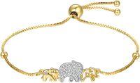 wholesale 925 Sterling Silver Elephant Family Bracelet for Women - Mother's Day  for Mom-Gold Elephant