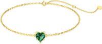wholesale 14K Gold Created Birthstone Heart Cut 7mm Bracelet for Women 6 5 +2 -Created Emerald