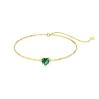 wholesale 14K Gold Created Birthstone Heart Cut 7mm Bracelet for Women 6 5 +2 -Created Emerald