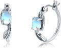 wholesale  Sterling Silver Moonstone Retro Sunflower Rose Feather Cross Butterfly Hoop Earrings for Women Gifts -0-31