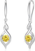 wholesale Sterling Silver Citrine Infinity Birthstone Dangle Earrings for November-0-0