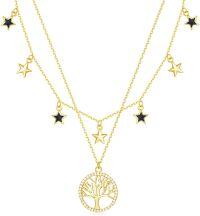 wholesale 925 Sterling Silver Star & Tree Pendant Necklace Gold Plated Multi-Layer Chain Adjustable Length s for Her Mothers Day Birthdays-Yellow Gold Plated