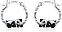 wholesale 925 Sterling Silver Panda Bear Hoop Earrings - Adorable Gift for Her-panda