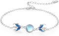 wholesale 925 Sterling Silver Blue Butterfly & Round Moonstone Charm Bracelet for Women's Gifts-0-0