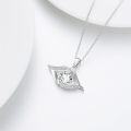 wholesale  Sterling Silver & Moissanite Evil Eye Necklace - 1ct Lab-Grown Diamond, IGI Certified, April Birthstone, 18 Chain-0-2