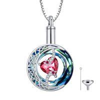 wholesale TOUPOP Moon And Star Urn Necklaces For Ashes Birthstone Cremation Jewelry 925 Sterling Silver Crystal Memorial Keepsake Funeral Jewelry For Women Wife Mom Mothers Day Gifts (with Funnel Filler) -color_name:07-Jul-Ruby