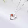 TOUPOP Sterling Silver & Rose Quartz I Love You Heart Necklace Gift for Women-0-4