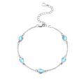 wholesale 925 Sterling Silver Teardrop Blue Gemstone Bracelet With Adjustable Chain-0-0