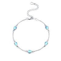 wholesale 925 Sterling Silver Teardrop Blue Gemstone Bracelet With Adjustable Chain-Drop Shape Moonstone