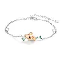 wholesale 925 Sterling Silver Koala Charm Bracelet Wholesale for Women Adjustable Animal s-Rose Gold Plated