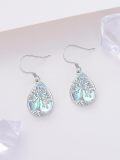 wholesale 925 Sterling Silver Teardrop Moonstone Tree of Life Dangle Earrings for Women Gifts-0-4