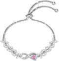 wholesale 925 Sterling Silver Heart Birthstone Tennis Bracelet Infinity Love Jewelry Gift for Women-0-0