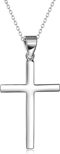wholesale 925 Sterling Silver Cross Pendant Necklace with Adjustable Chain (16-20 inches)-20.0 Inches
