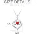 wholesale TOUPOP Forever Love Heart July Birthstone Pendant Necklaces For Women S925 Sterling Silver With Ruby, Birthday Mother’s Day Jewelry Gift For Mom Daughter Wife -0-2