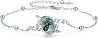 wholesale 925 Sterling Silver Green Agate Flower Vine Anklet with Beads and Clasp for Women-01-Vine (4-Moss Agate)
