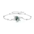 wholesale 925 Sterling Silver Green Agate Flower Vine Anklet with Beads and Clasp for Women-0-0