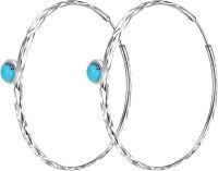 wholesale 925 Sterling Silver with Turquoise Stone Circle Endless Hoop Earrings for Women-Turquoise Earrings