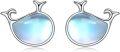 wholesale 925 Sterling Silver Blue Moonstone Whale Stud Earrings Gift for Women Girls-0-0