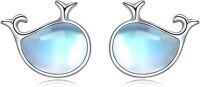 wholesale 925 Sterling Silver Blue Moonstone Whale Stud Earrings Gift for Women Girls-Whale earrings