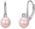 wholesale 925 Sterling Silver White Pearl and Cubic Zirconia Leverback Earrings-0-18