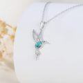 wholesale 925 Sterling Silver Genuine Turquoise Hummingbird Pendant Necklace for Women-0-2