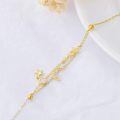 wholesale 14k Gold Anklet Cubic Zirconia Star Moon Charm Double Layer Chain-0-5