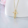 wholesale 14K Gold Heart-Shaped Diamond Cross Pendant Necklace for Women Girls Faith s 17-39 Inches Adjustable Chain Length-0-4