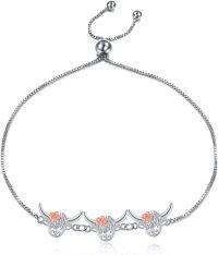 wholesale 925 Sterling Silver Highland Cow Bracelet Animal s for Women Girls-Highland Cow Head