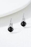 wholesale 925 Sterling Silver Black Onyx Celtic Teardrop Dangle Earrings  for Women-0-3