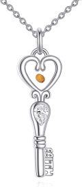 wholesale 925 Sterling Silver Key with Heart and Mustard Seed Charm Necklace - Faith Jewelry-0-0