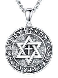 wholesale Star Of David Necklace S925 Star Of David Necklace With Cross Jewish Jewelry Gifts For Christmas Birthday -style_name:Viking Star of David