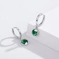 wholesale 925 Sterling Silver Green Malachite & Moss Agate Huggie Hoops Earrings-0-1