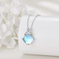 wholesale 925 Sterling Silver Blue Moonstone & Celtic Knot Pendant Necklace-0-3