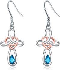 wholesale 925 Sterling Silver Birthstone Dangle Drop Earrings for Women Girls-Cross