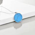 wholesale 925 Sterling Silver Blue Turquoise Triple Moon Goddess Pentagram Pendant Necklace-0-2