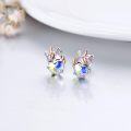 wholesale 925 Sterling Silver Hypoallergenic Rainbow Crystal Heart Unicorn Studs for Kids Teens Adults-0-2