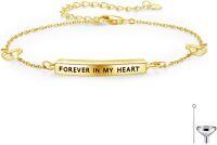 wholesale Gold 925 Sterling Silver Forever in My Heart Urn Bracelet for Ashes Memory Keepsake s for Women-B-Gold