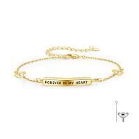 wholesale Gold 925 Sterling Silver Forever in My Heart Urn Bracelet for Ashes Memory Keepsake s for Women-B-Gold