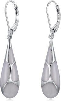 wholesale Sterling Silver Enamel Teardrop Dangle Earrings for Women Birthday Mother s Day Gifts-White