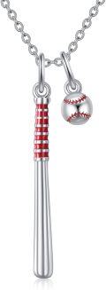wholesale 925 Sterling Silver Baseball Bat & Ball Charm Pendant Necklace s for Women and Men-0-0