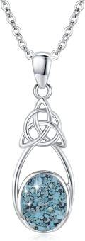 wholesale 925 Sterling Silver Celtic Knot Turquoise Stone Pendant Necklace-0-0
